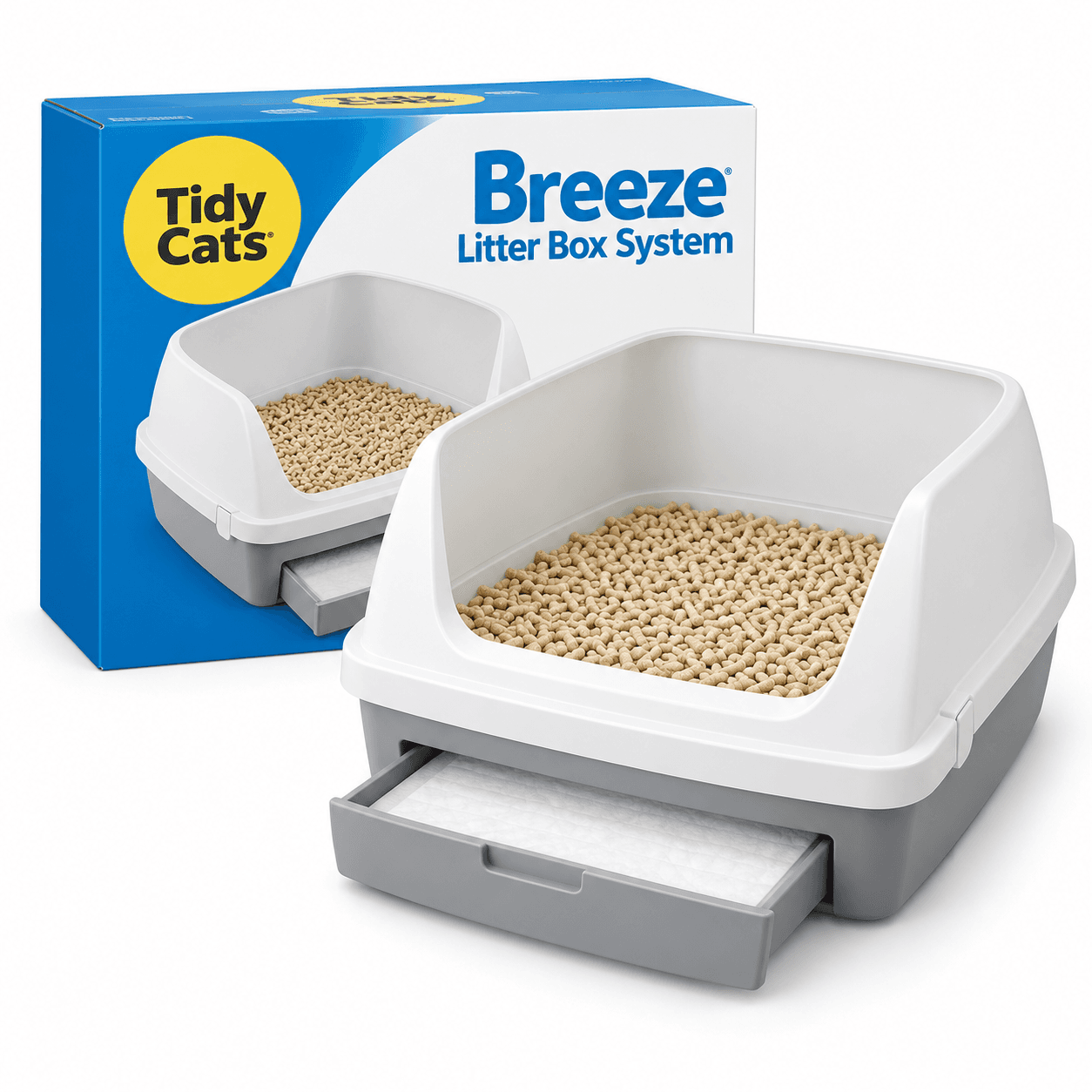 Sifting cat litter box system for wood pellet litter