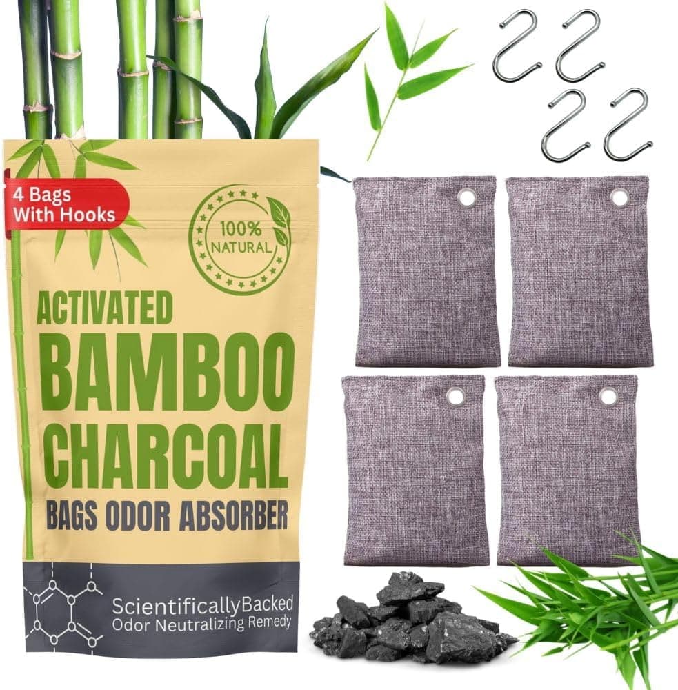 Activated charcoal deodorizer bags for litter box area